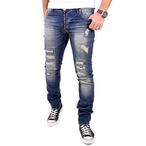 VSCT Jeans Herren Club Wear Alec Slim Fit Destroyed Denim Hose V-5641555 Blau W31 / L34