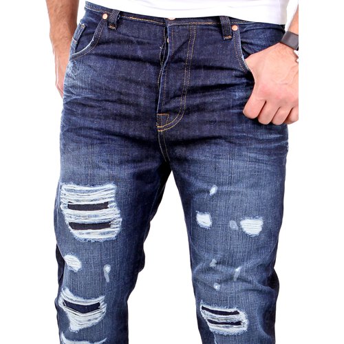 VSCT Herren Jeans Noah Cuffed Watersave Destroyed Jeanshose V-5641569 Blau W33 / L34