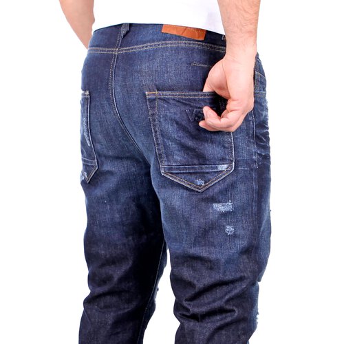 VSCT Herren Jeans Noah Cuffed Watersave Destroyed Jeanshose V-5641569 Blau W33 / L34
