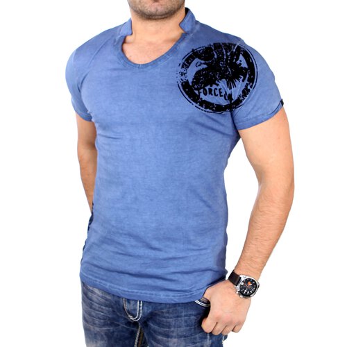 Tazzio T-Shirt Herren Vintage Style Flockprint Kurzarm Shirt TZ-16159