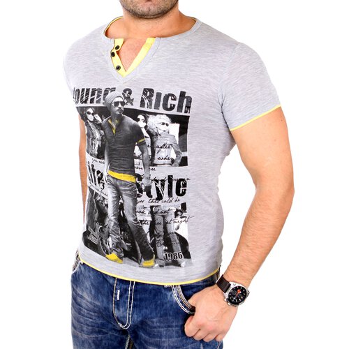 Young & Rich Herren T-Shirt Club Layer Style Kurzarm Shirt YR-1081