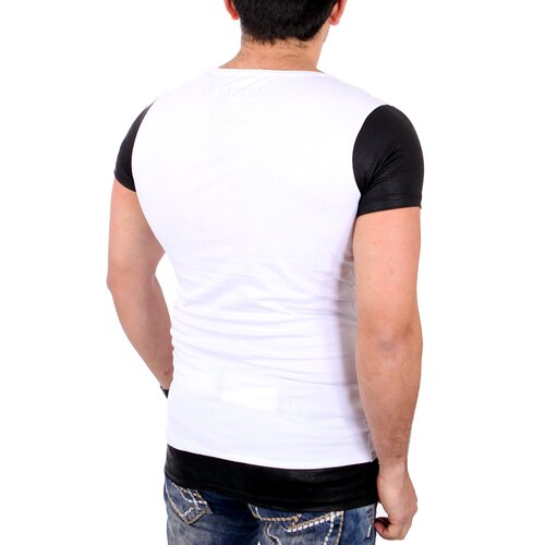 Carisma T-Shirt Herren Slim Fit Oversize Totenkopf Print Shirt CRSM-4276 Wei XL