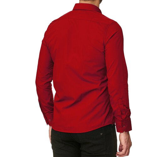 Reslad Herren Hemd Kentkragen Unicolor Langarmhemd RS-7002 Rot S