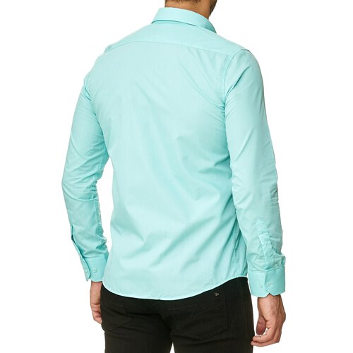 Reslad Herren Hemd Kentkragen Unicolor Langarmhemd RS-7002 Mint S