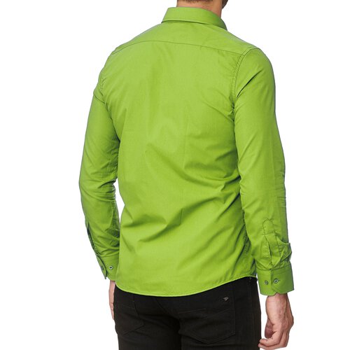 Reslad Herren Hemd Kentkragen Unicolor Langarmhemd RS-7002 Grn S