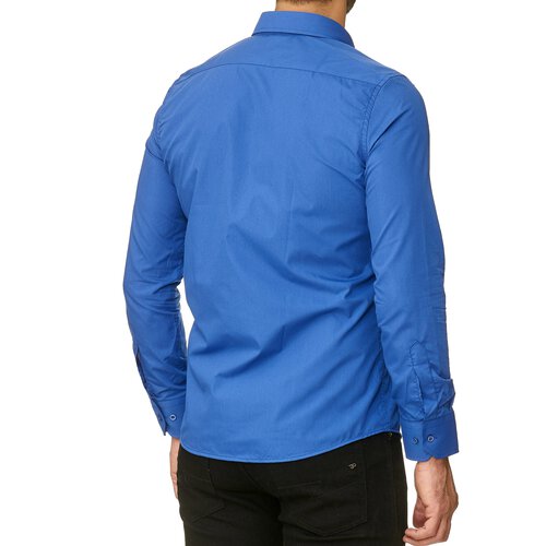 Reslad Herren Hemd Kentkragen Unicolor Langarmhemd RS-7002 Blau 2XL