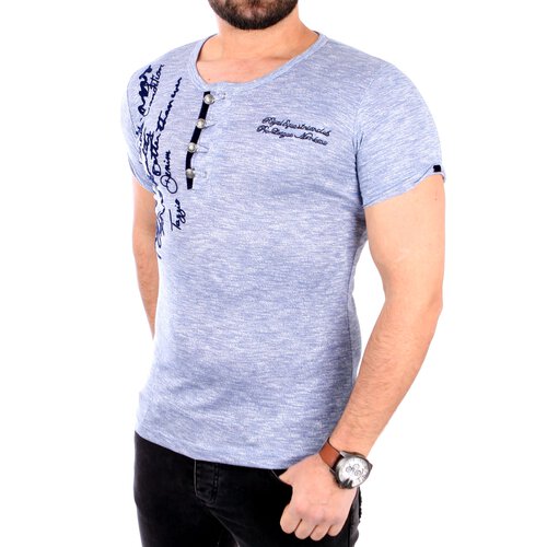 Tazzio T-Shirt Herren Buttoned Print Jersey Stoff Kurzarm Shirt TZ-16171