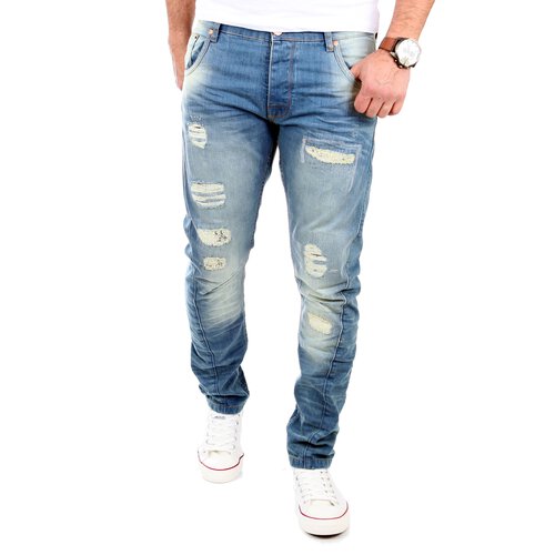 VSCT Jeans Herren Hank Twisted Sunfaded Destroyed Jeanhose V-5641586 Blau W30 / L34