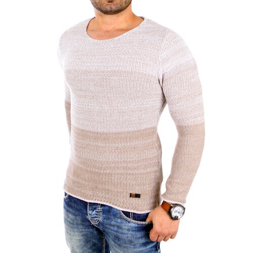 Reslad Strickpullover Herren Colorblock Crewneck Pullover RS-3106