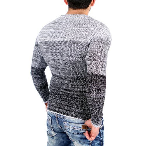 Reslad Strickpullover Herren Colorblock Crewneck Pullover RS-3106