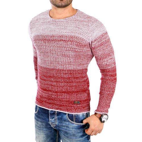 Reslad Strickpullover Herren Colorblock Crewneck Pullover RS-3106