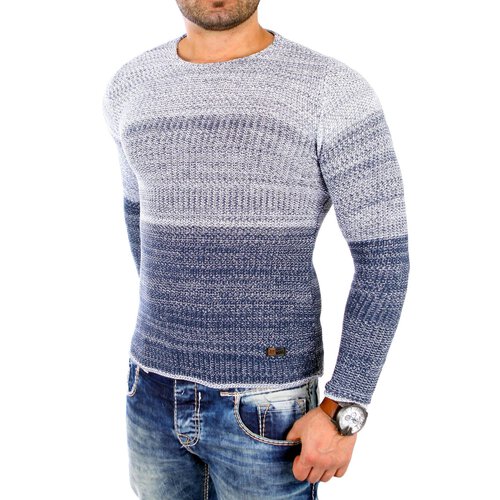 Reslad Strickpullover Herren Colorblock Crewneck Pullover RS-3106