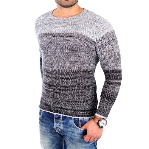 Reslad Strickpullover Herren Colorblock Crewneck Pullover RS-3106