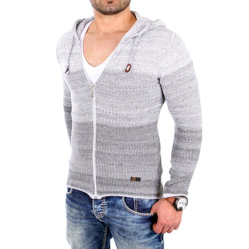 Reslad Strickjacke Herren Colorblock Kapuzen Cardigan Jacke RS-3107