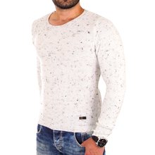 Reslad Strickpullover Herren Crewneck melierter Pullover...