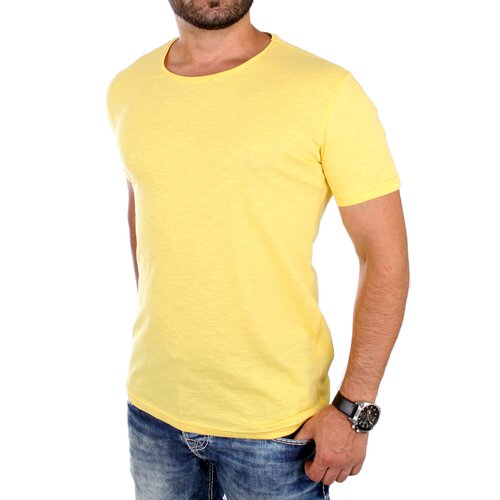 Young & Rich T-Shirt Herren Basic Jersey Kurzarm Shirt YR-1703 Gelb
