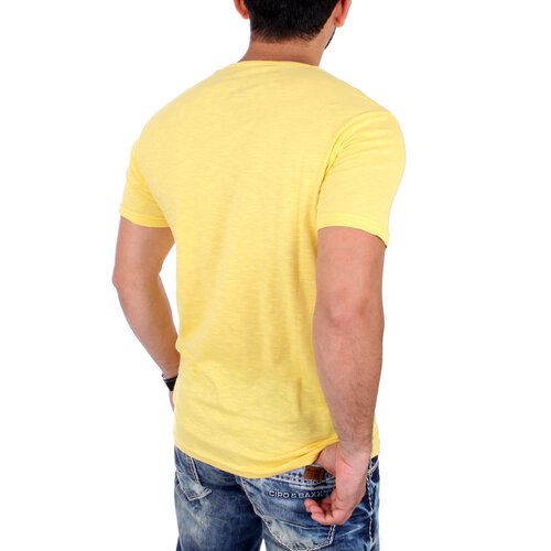 Young & Rich T-Shirt Herren Basic Jersey Kurzarm Shirt YR-1703 Gelb