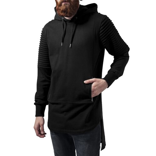 Urban Classics Sweatshirt Herren Pleat Sleeves Terry HiLo Hoody TB-1414 Schwarz S