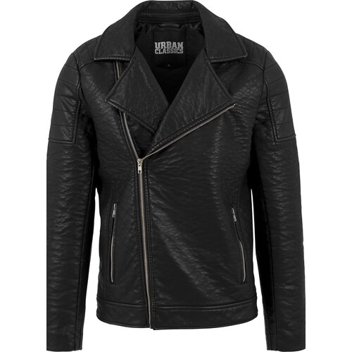 Urban Classics Lederjacke Herren Kunstleder Biker Jacke TB-1440 Schwarz XL