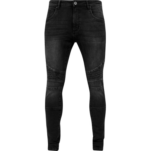 Urban Classics Hose Herren Slim Fit Biker Jeans TB-1436 Schwarz W32