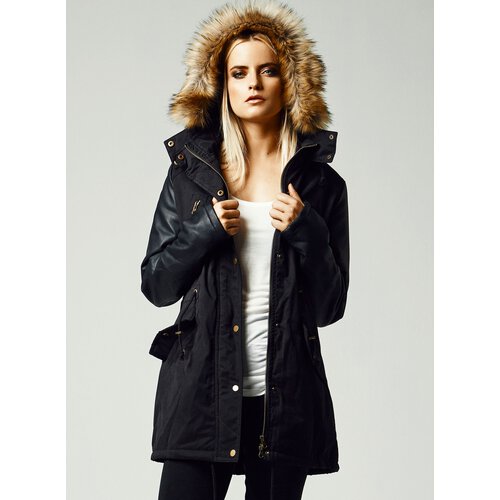 Urban Classics Winterjacke Damen Kunst-Lederjacke Parka Damenjacke TB-1091