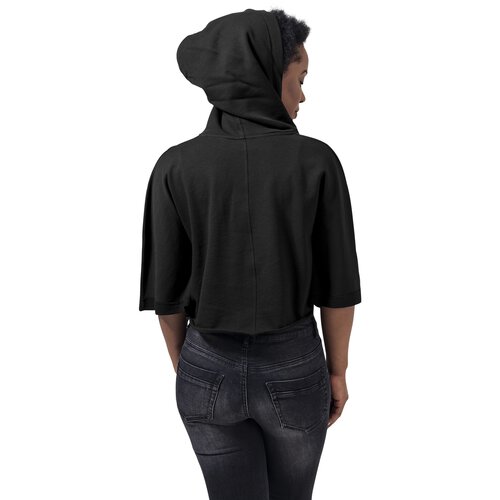 Urban Classics Sweatshirt Damen Cropped Poncho Style Kapuzen Hoodie TB-1306 Schwarz S