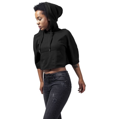 Urban Classics Sweatshirt Damen Cropped Poncho Style Kapuzen Hoodie TB-1306 Schwarz L