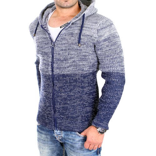 Reslad Strickjacke Herren Colorblock Kapuzen Cardigan Jacke RS-3109