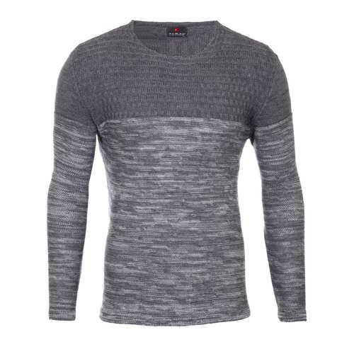 Reslad Strickpullover Herren-Pullover Melange Colorblock Rundhals Strick-Pulli RS-3124