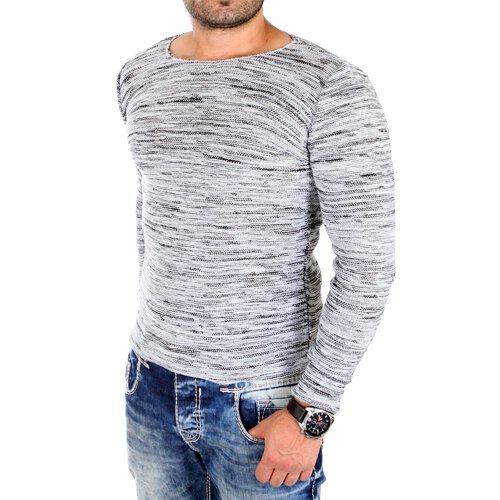 Reslad Strickpullover Herren-Pullover Melange Look Grobstrick-Pulli RS-3125