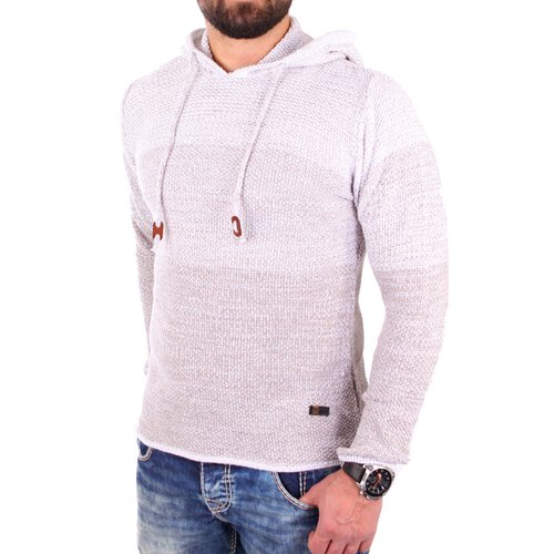 Reslad Strickpullover Herren Colorblock Kapuzen-Pullover Hoodie RS-3108