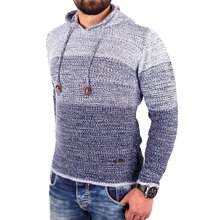 Reslad Strickpullover Herren Colorblock Kapuzen-Pullover...