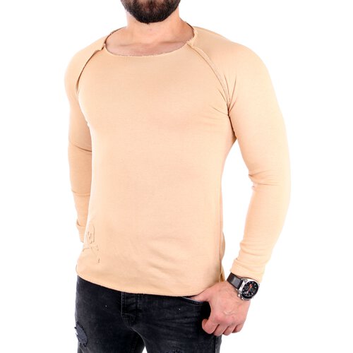 Tazzio Sweatshirt Herren Open Edge Rundhals Raglan-Arm Pullover TZ-16209 Beige S
