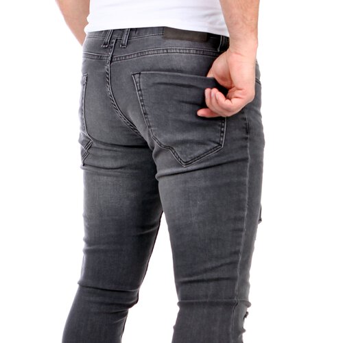 Reslad Jeans Herren Destroyed Look Slim Fit Denim Strech Jeans-Hose RS-2062 Schwarz W30 / L30