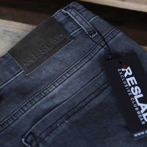 Reslad Jeans-Herren Slim Fit Basic Style Stretch-Denim Jeans-Hose RS-2063 Schwarz W38 / L34