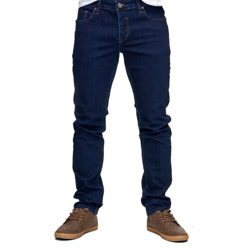 Reslad Jeans-Herren Slim Fit Basic Style Stretch-Denim Jeans-Hose RS-2063 Dunkelblau W38 / L30