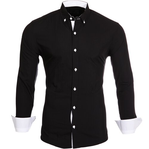 Reslad Herren-Hemd Kontrast Look Button-Down-Kragen Langarm-Hemd RS-7055