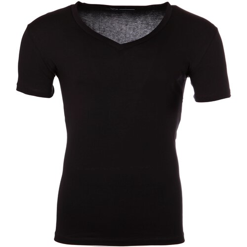 Reslad T-Shirt Herren V-Ausschnitt Basic Look Kurzarm-Shirt RS-5003 Schwarz XL