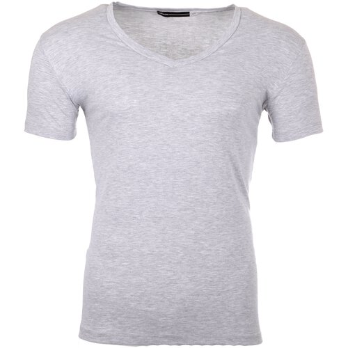Reslad T-Shirt Herren V-Ausschnitt Basic Look Kurzarm-Shirt RS-5003 Grau XL