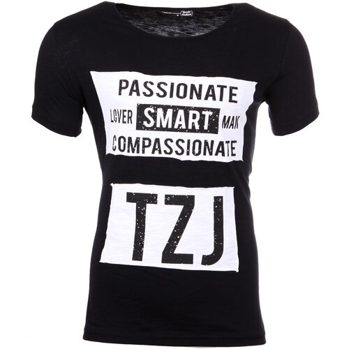 Tazzio T-Shirt Herren Rundhals Motiv-Print Druck Kurzarm Shirt TZ-17105 Schwarz XL