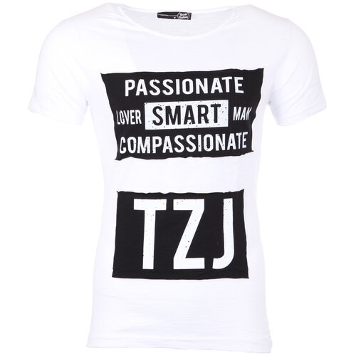 Tazzio T-Shirt Herren Rundhals Motiv-Print Druck Kurzarm Shirt TZ-17105 Wei 2XL