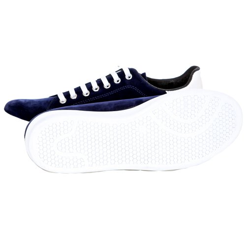 Sneaker Herren-Schuhe Velvet Low Cut Samt Freizeit Schnrer K-153 Blau EUR 40