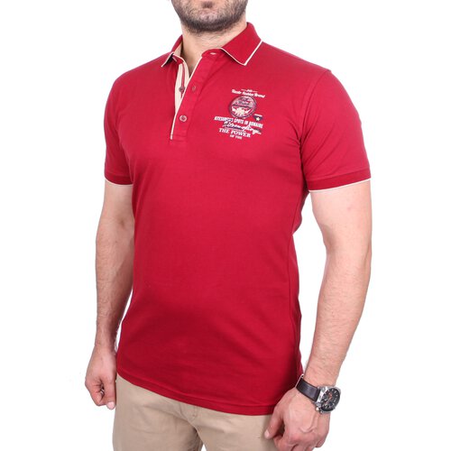 SCORE Herren Kurzarm Polo Kragen T-Shirt Slim Fit Hemd Poloshirt Rot 424 