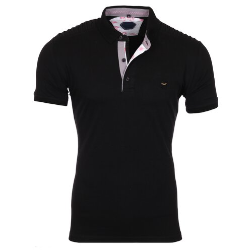 Reslad Polo-Shirt Herren Slim Fit Polo-Hemd Polo-Kragen Kurzarm-Shirt RS-5200 Schwarz XL