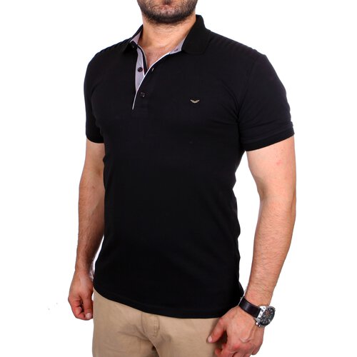 Reslad Polo-Shirt Herren Slim Fit Polo-Hemd Polo-Kragen Kurzarm-Shirt RS-5200 Schwarz XL