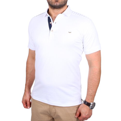 Reslad Polo-Shirt Herren Slim Fit Polo-Hemd Polo-Kragen Kurzarm-Shirt RS-5200 Wei S