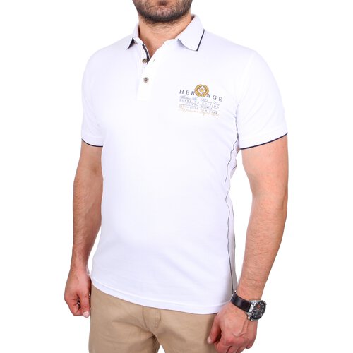 Reslad Polo-Shirt Herren Slim Fit Designer Polo-Hemd Kurzarm-Shirt RS-5201 Wei M