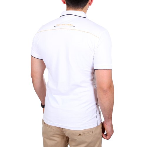 Reslad Polo-Shirt Herren Slim Fit Designer Polo-Hemd Kurzarm-Shirt RS-5201 Wei L
