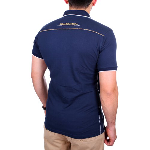 Reslad Polo-Shirt Herren Slim Fit Designer Polo-Hemd Kurzarm-Shirt RS-5201 Navyblau 2XL