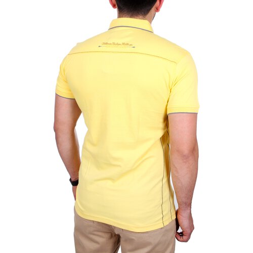 Reslad Polo-Shirt Herren Slim Fit Designer Polo-Hemd Kurzarm-Shirt RS-5201 Gelb S